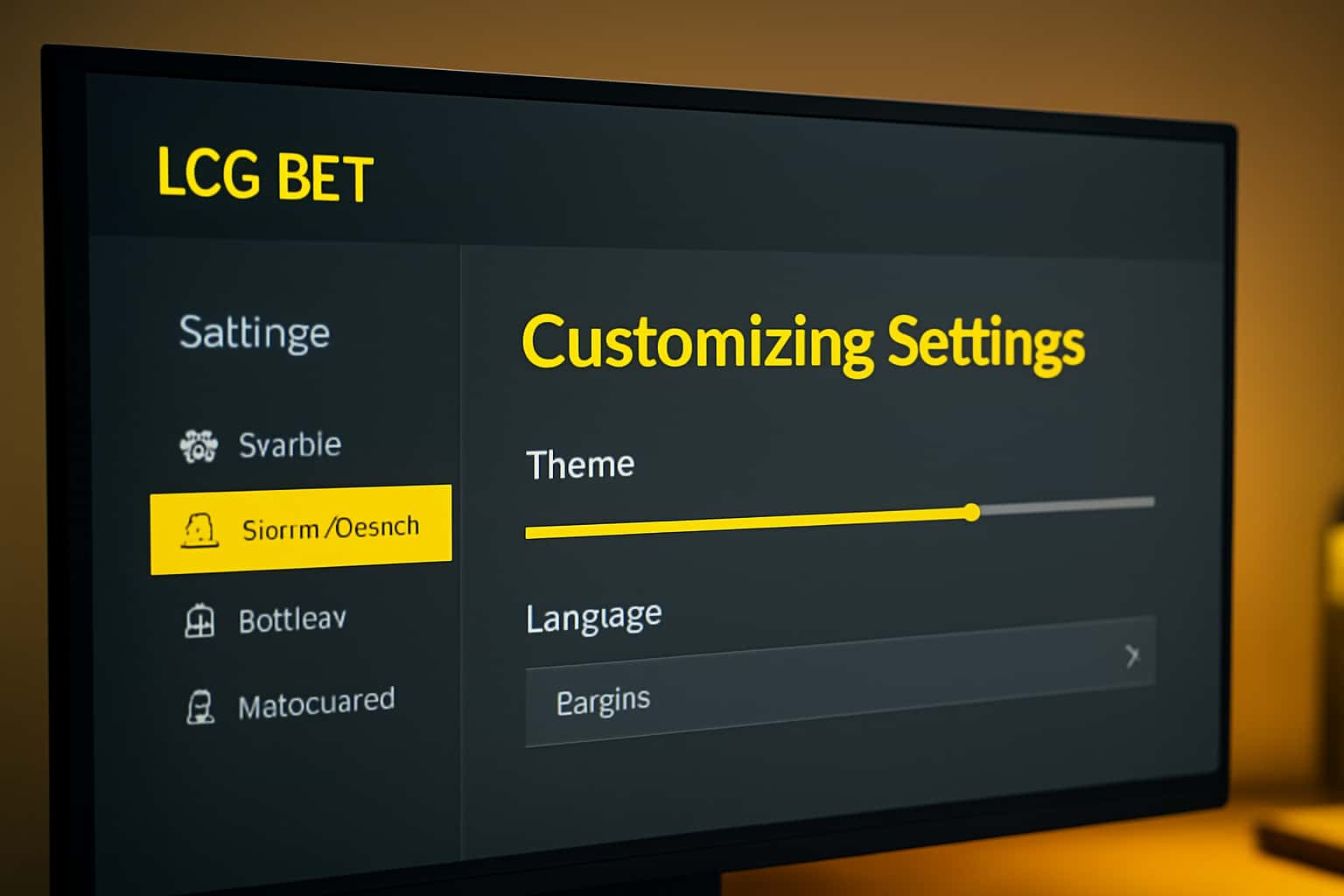 Informational scene depicting LCG BET customization settings.