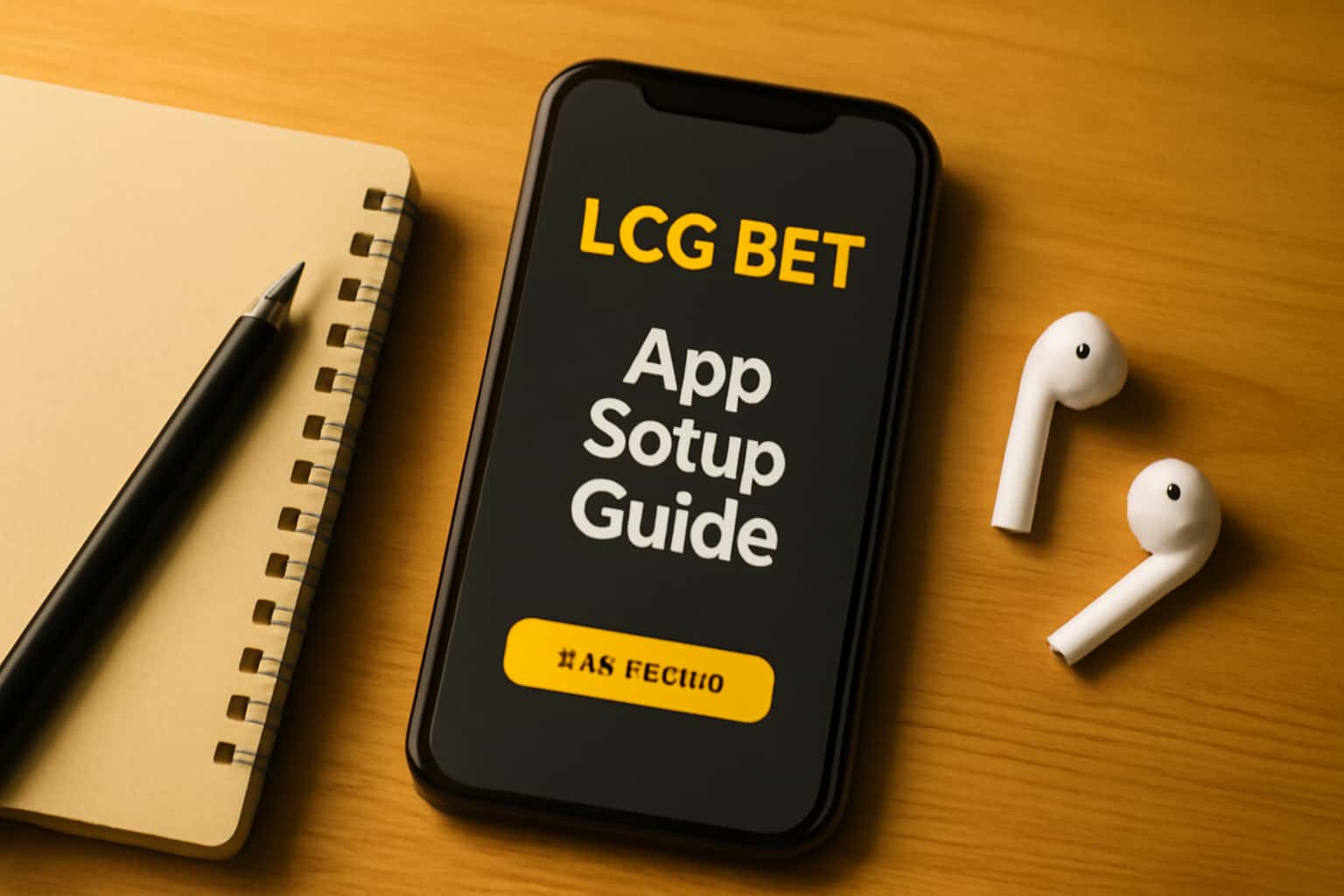 A futuristic depiction of the LCG BET App Setup Guide with prominent text.
