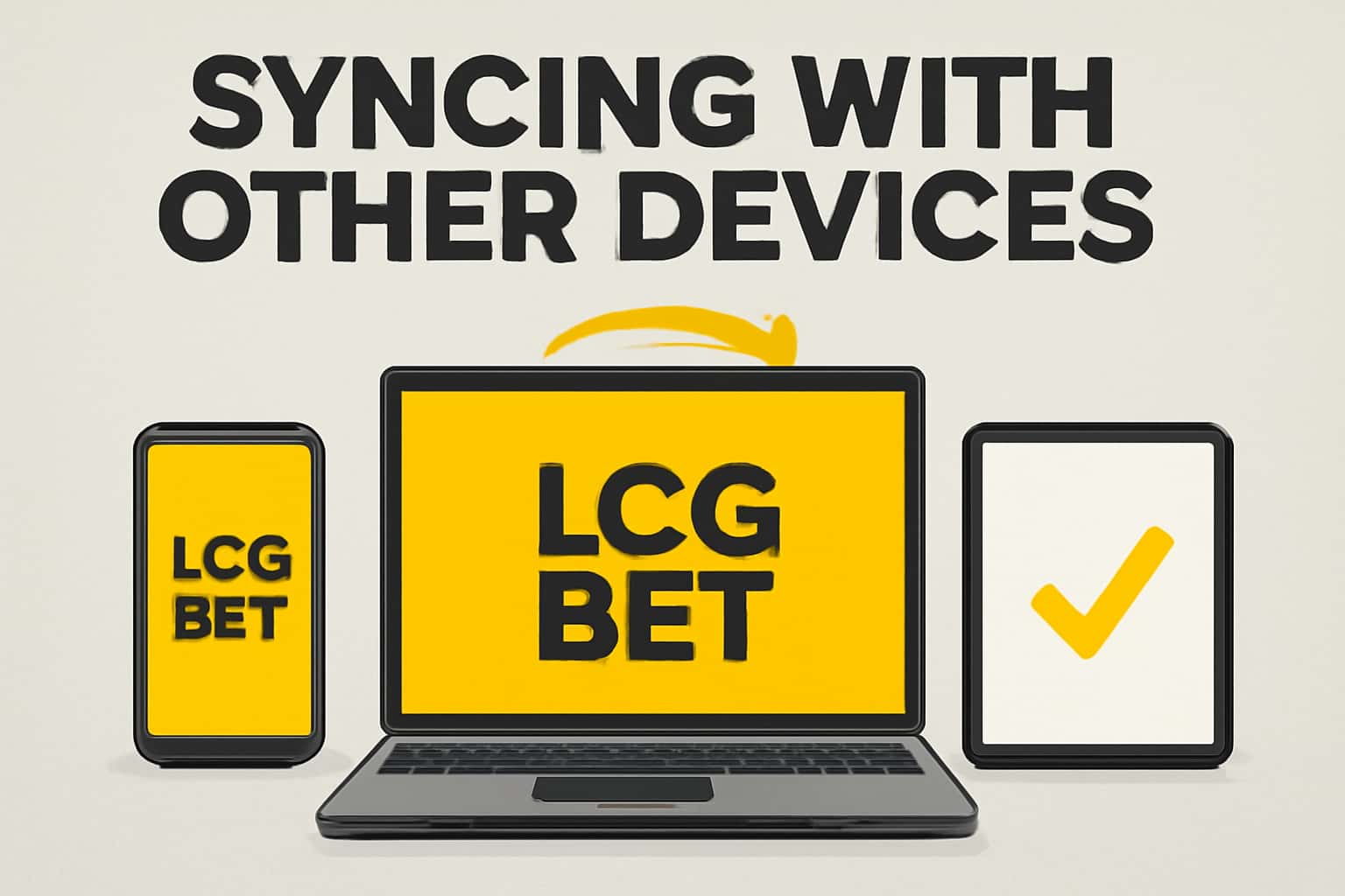 An informative graphic displaying the process of syncing LCG BET with multiple devices.