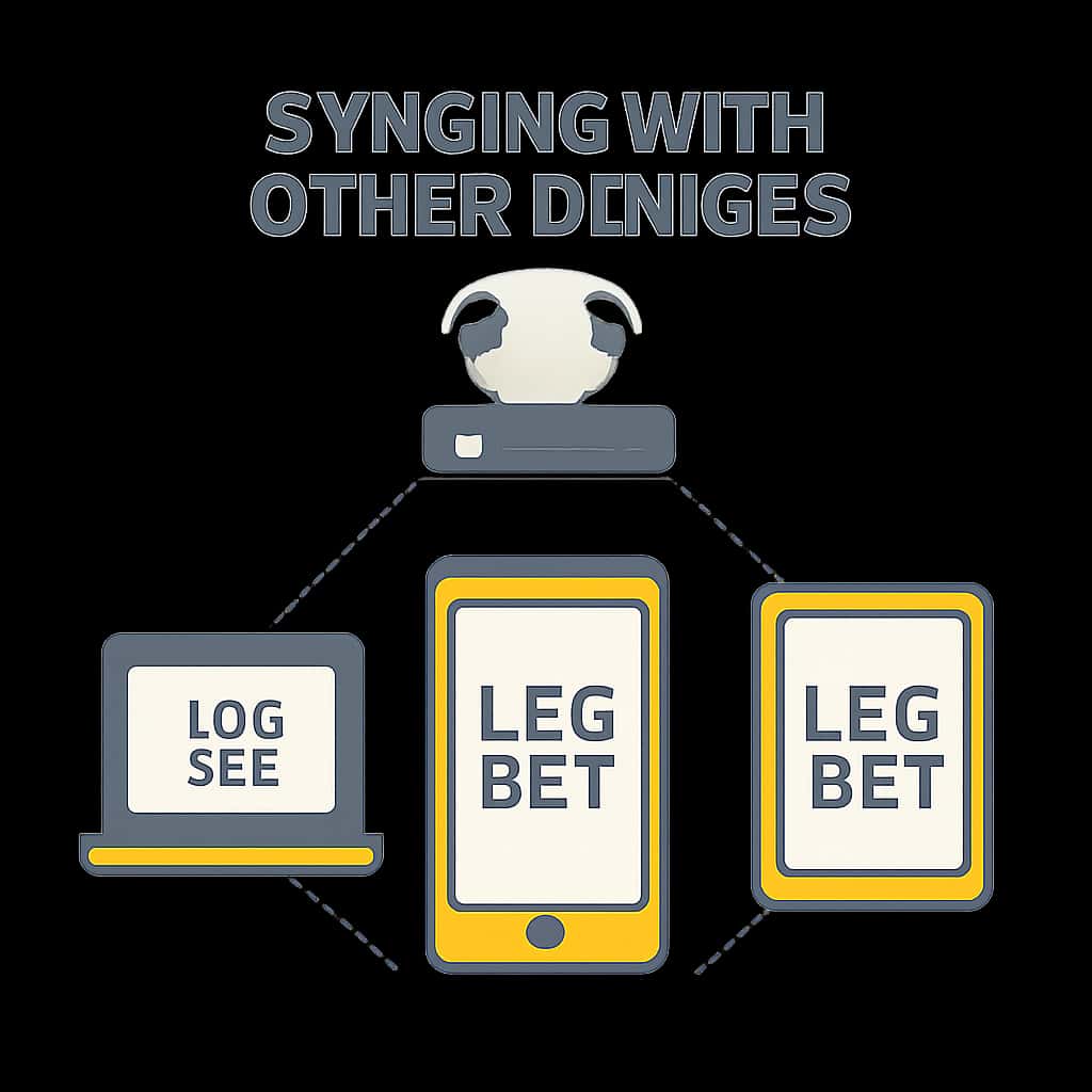 An educational diagram depicting the steps to sync LCG BET across different devices.