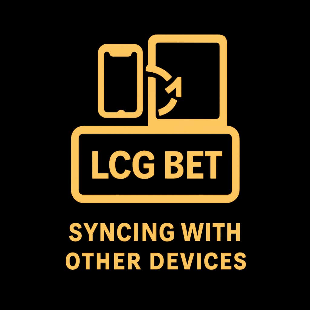 A badge symbolizing the synchronization process of LCG BET across devices.