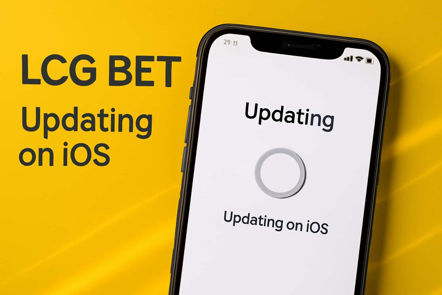An educational illustration about updating the LCG BET app on iOS devices.